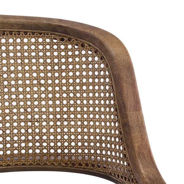 English Elm Mid-century Modern Dining Chairs Set of 2 Rattan Cane Back Rubberwood Upholstered Beige,Walnut N768P411344W