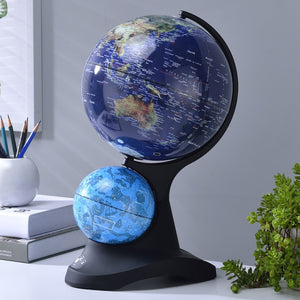English Elm 17.5" Illuminated World and Constellation Globe Set with Led Acrylic Base for Study B072116021