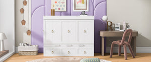 English Elm Queen Murphy Wall Bed with Pull Out Storage Drawer and Built in Usb Charging White LP000428AAK