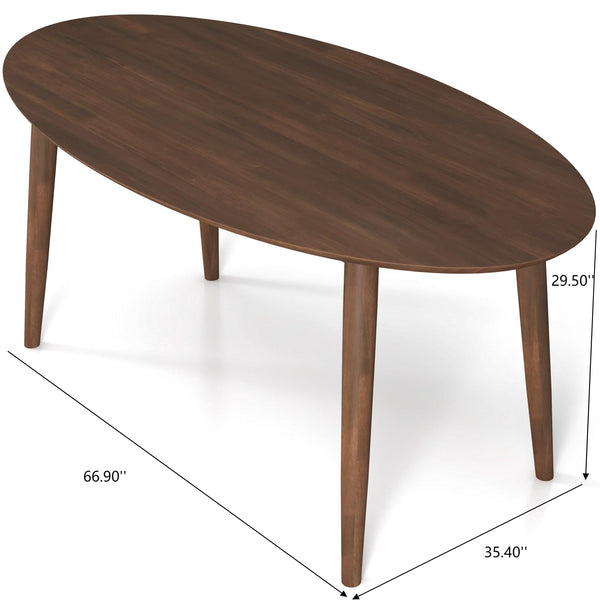 English Elm Ashcroft Furniture - Ada Mid Century Modern Solid Walnut Oval Dining Table, Space-Saving Pedestal Design for Small Homes Brown,Wood B183P231921