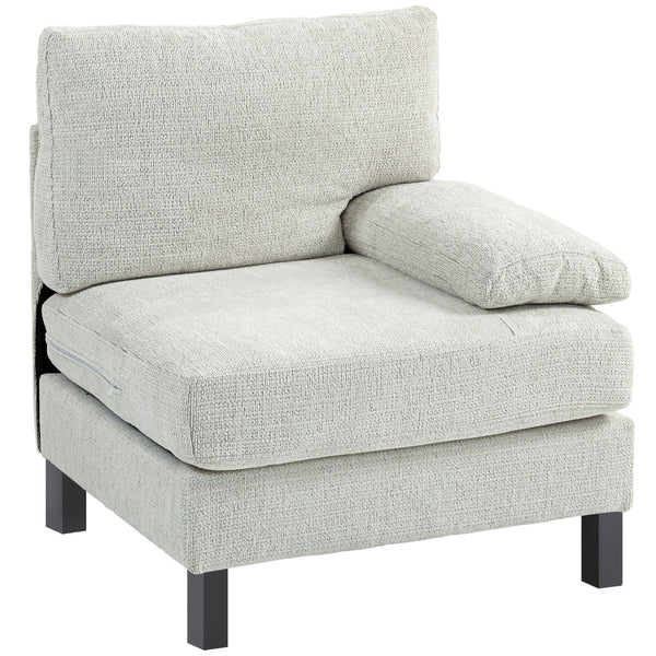 English Elm Homcom Right-Facing Armchair Module For Customizable Sectional Sofa, Cream White With Pocket Spring Comfort W2225P229503