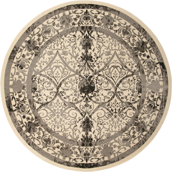 Unique Loom La Jolla Traditional Machine Made Floral Rug Ivory and Gray, Black/Gray/Ivory 12' 2" x 12' 2"