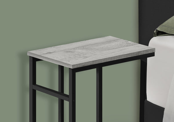 English Elm Accent C-Shaped Table - Modern Grey Laminate & Black Metal End Table For Living Room Or Office Use B2710P218971