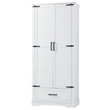 English Elm Tall Bathroom Storage Cabinet, Cabinet With Two Doors and One Drawer, Adjustable Shelf, Mdf Board, White