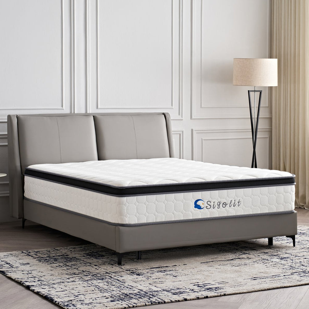 English Elm 12 Inch Queen Size Pocketed Coil Mattress - Medium Firm Support, Gel Memory Foam & Motion Isolation Comfort B347P405293