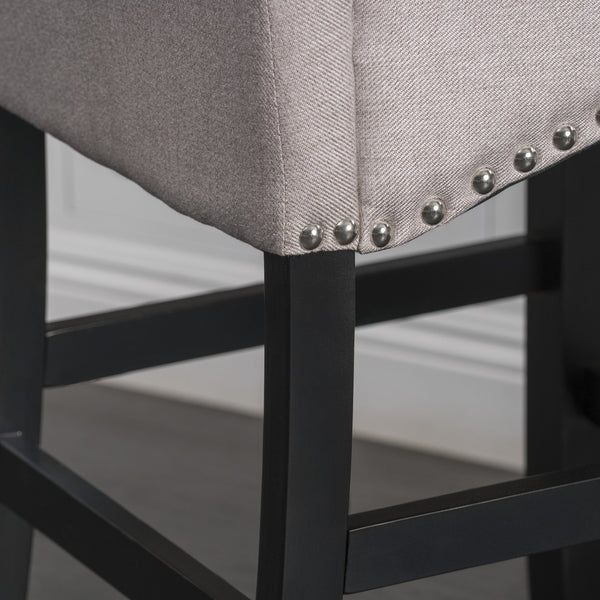English Elm Christopher Knight Home® - 25" Contemporary Upholstered Counter Stools with Nailhead Trim, Wheat Fabric, Black Legs, Foam Comfort (Set of 2) N780P278314B