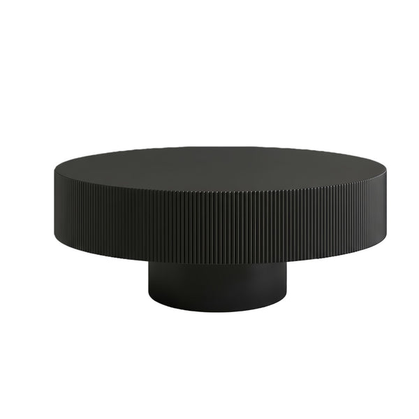 English Elm Round Fluted Pedestal Coffee Table Mid Century Mdf Base for Compact Living Spaces W3204P390987