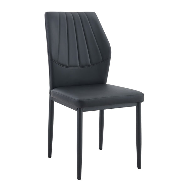 English Elm Set of 3 Ergonomic Pu Leather Dining Chairs with Metal Frame and Foam Cushion W1151P442911