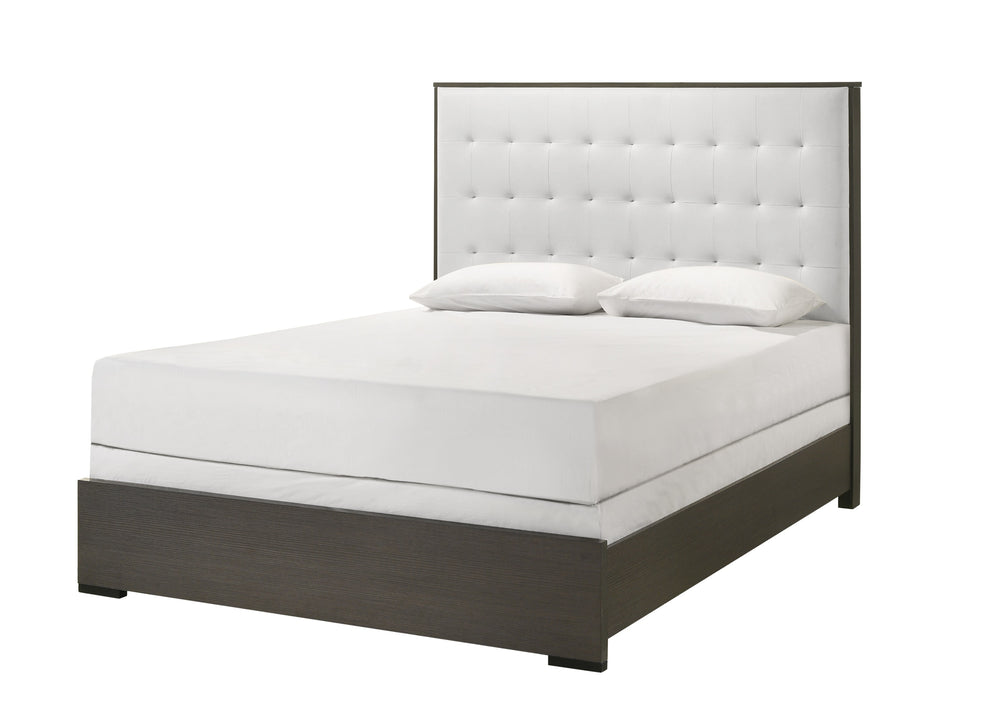 English Elm 1Pc Contemporary Upholstered Full Size Bed With Button-Tufted Headboard - Stylish Wooden Frame B011S01355