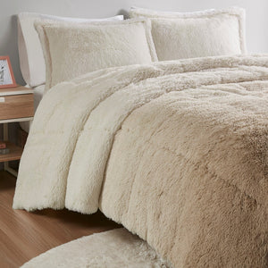 English Elm King/Cal Brielle Ombre Shaggy Long Fur Comforter Mini Set – Faux Mink Reverse, Hypoallergenic, Machine Washable B035129360