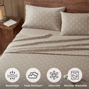 English Elm 4 Pieces Twin 100% Cotton Flannel Sheet Set With Stag Head Print - Cozy, Warm & Stylish Bedding B035P381351