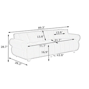 English Elm 89-inch velvet 3-seater sofa with spring cushions, gold metal legs, washable pillowcases, 500lb capacity Pink W1658S00152