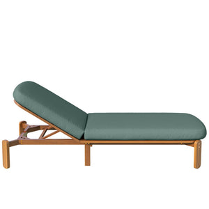 English Elm Outdoor Acacia Wood Chaise Lounge Reclining Patio Chair with Cushion for Poolside N719P445623F