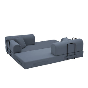 English Elm Convertible Corduroy Floor Sofa Folds Flat as Sleeper Daybed for Studio Living Dark Gray W5532P438823