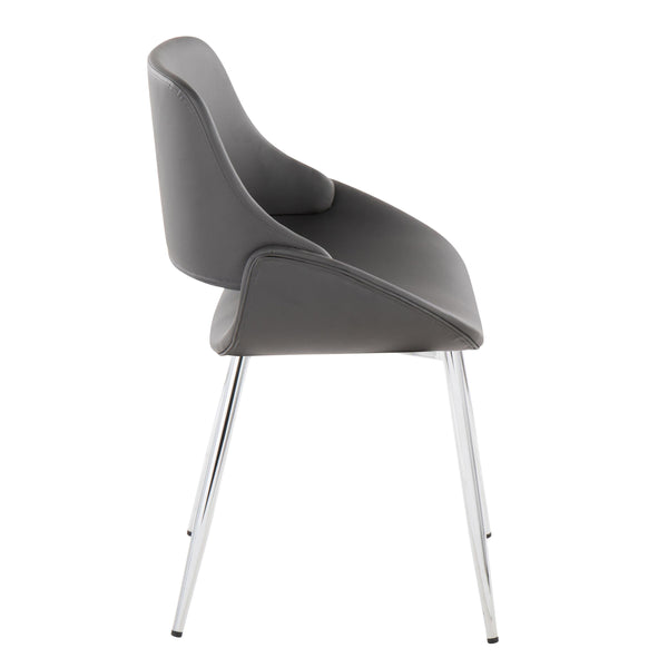 English Elm Fabrico Mid-Century Modern Accent Dining Chair with Chrome Legs and Sculpted Faux Leather Seat, Sleek Design Grey B202S01229