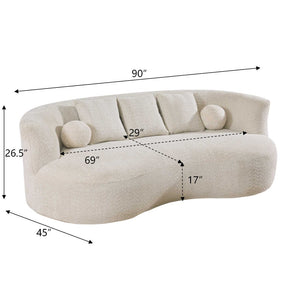 English Elm 90 Inch Curved Boucle Sofa Sculptural Upholstered Couch for Modern Living Spaces Beige N773P376896S