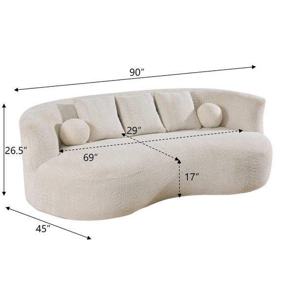 English Elm 90 Inch Curved Boucle Sofa Sculptural Upholstered Couch for Modern Living Spaces Beige N773P376896S