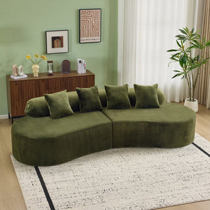 English Elm Modern curved modular sofa with dark plush upholstery, ergonomic design, versatile multi-seat lounge solution for contemporary living rooms Green W3612S00009