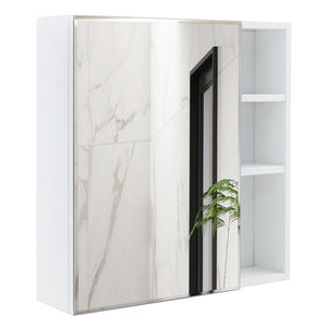 English Elm A white MDF mirror cabinet wall-mounted with storage compartments, space-saving, easy assembly, clear glass reflection69 W1512P405944