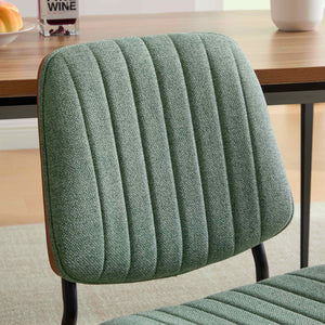 English Elm Dining Chairs Mid Century Modern Set of 2 Walnut Bentwood Back PU Upholstered Seats Ergonomic Design, Stable Metal Legs Olive Green W1143P379861