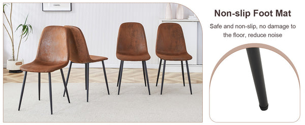 English Elm Expandable Walnut Dining Set with Six Upholstered Chairs for Modern Home Interiors W1151S04710