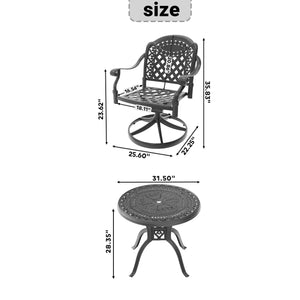 English Elm 5-Piece All-Weather Cast Aluminum Dining Set With 4 Swivel Chairs & Round Table For Outdoor Relaxation W1710S00298