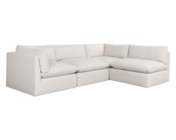 Sunpan Reve Modular - Luxurious Pillowy Softness Armchair In Effie Linen For Modern Spaces & Style Cream Fabric 111768