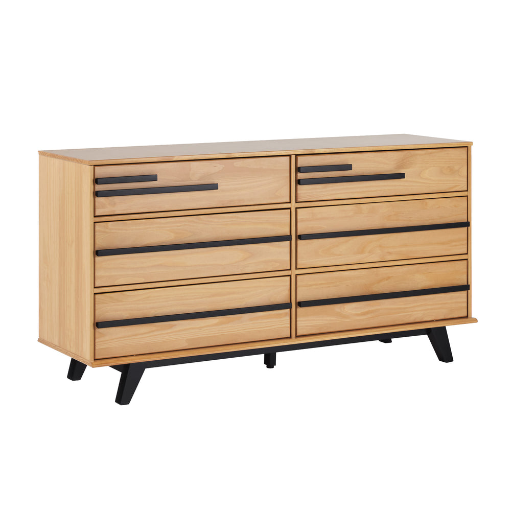 6-Drawer Solid Wood Modern Dresser Natural Pine BR6DREBDRBLNP-T Walker Edison