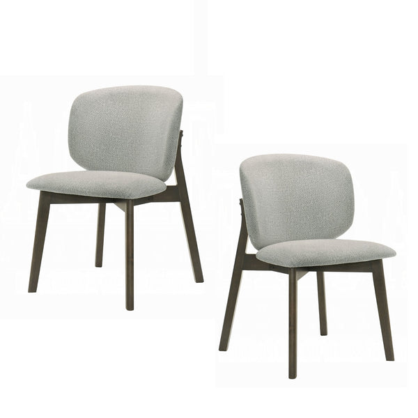 English Elm Casual Gray Chenille Dining Chairs Set of 2 — Curved Wraparound Backrest, Cushioned Seat, Solid Rubberwood Legs B2741P345936