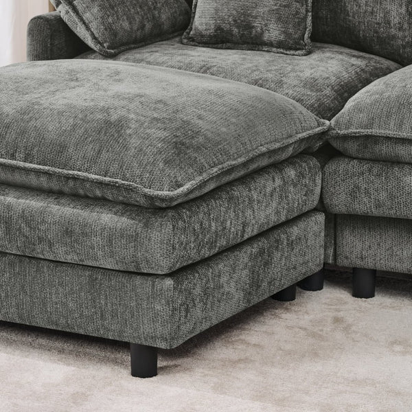English Elm 101.9-inch Chenille Modular Sofa with Movable Footstool for Living Room Comfort W288S00033