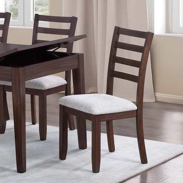 English Elm Contemporary 6Pc Walnut Dining Set With Storage Table, 4 Ladder-Back Chairs & Bench For Family Meals B011S01896
