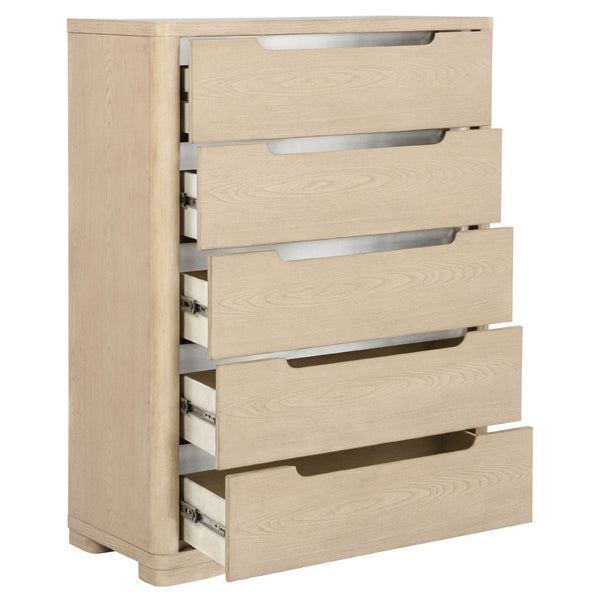 English Elm Mirador Tall Five Drawer Chest in Warm Elm Veneer for Contemporary Bedroom Storage B062P447746