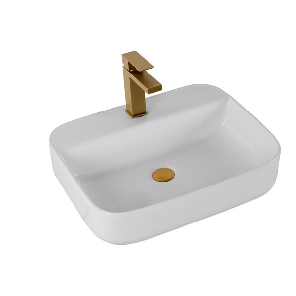 English Elm Bothwa Square Ceramic Vessel Sink Glossy White Cupc Certified Countertop Bath Basin B2724P262845