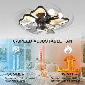 English Elm 19.7 Inch Modern Butterfly Ceiling Fan with 24W LED, Remote, Timer, Quiet Operation, White+Black W2312P374760