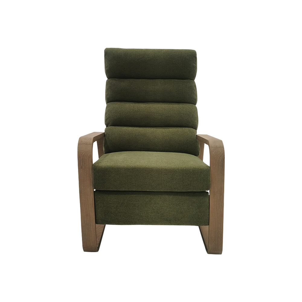 JLA Home Chapel Hill - Wood Chapel Hill Jordan push-back Recliner with Solid Wood Frame, Chenille Upholstery, Compact Comfort and Timeless Mid-Century Style Green CH103-0010