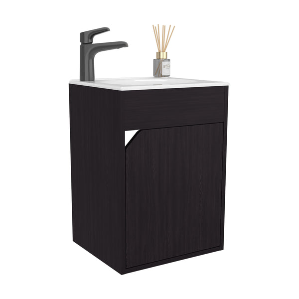 English Elm Bathroom Vanity Slim Sink Cabinet with Single Door, Engineered Wood, Space-Saving Modern Design Black 25.98 L x 18.9 W x 11.02 H B097P350313