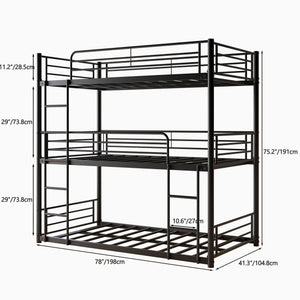 English Elm Triple Triple Twin Bunk Beds Metal Frame Triple-Deck Twin Over Twin Over Twin with 2 Ladders, Full Rail Safety, Space-Saving Design W840P209935