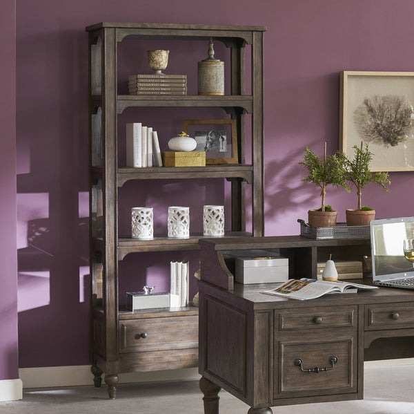 English Elm Middleton Tall Traditional Bookcase Poplar Wood Vintage Finish Pewter Hardware Study B108P468544