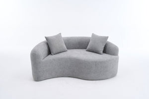 English Elm LY-042 Zen-Inspired S-Curved Dual-Depth Loveseat with Chenille Upholstery, Ready-to-Use Comfort Light Gray W2231P329726
