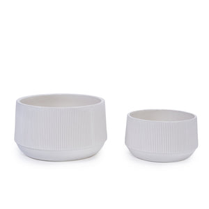 English Elm 2 Pieces Ceramic Flowerpot Set - Modern Glossy White Planters For Garden, Patio & Indoor Décor W3273P321386
