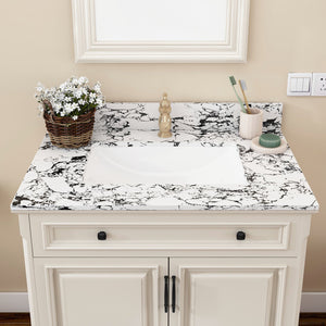 English Elm 31"X22" Bathroom Vanity Top With Undermount Ceramic Sink, Backsplash & Durable Panda White Finish W509P362103