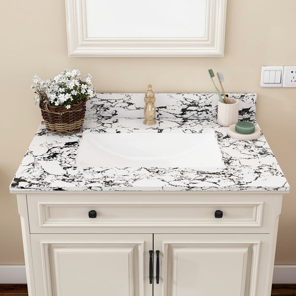English Elm 31"X22" Bathroom Vanity Top With Undermount Ceramic Sink, Backsplash & Durable Panda White Finish W509P362103