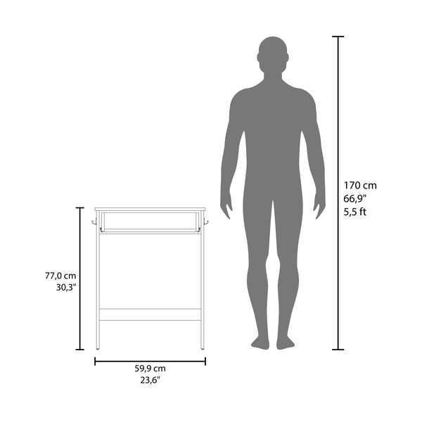 English Elm Hills Oak Computer Desk with 2 Side Shelves, Spacious Worksurface, Kronos Ash Finish, Compact Durable Design B070P368096