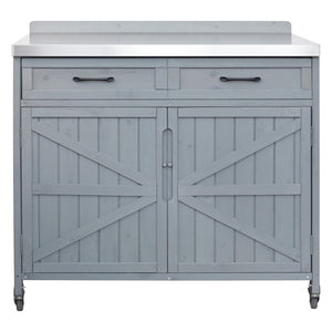 English Elm K&k Outdoor Modular Kitchen Island 2 Piece Fir Wood Stainless Steel Sink Station N707S000024G
