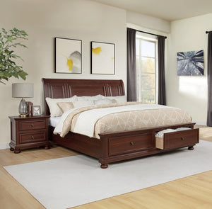 English Elm Contemporary Two Drawer Wooden Nightstand Cherry Frame Veneer Fronts Bedroom Storage B2741P457649