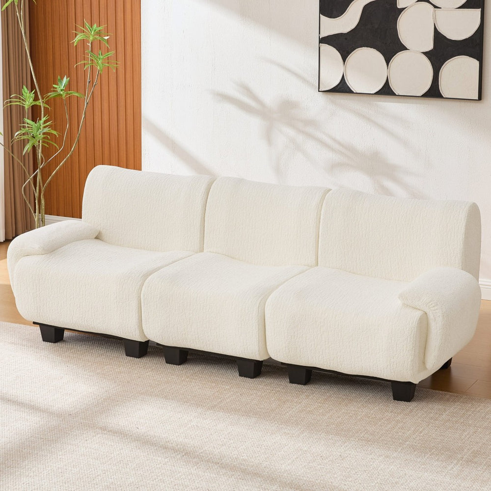 English Elm Oversized Chenille Chaise Lounge Deep Seat Sculptural Armrests Modern Living Room Retreat N763P326131A