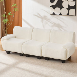 English Elm Oversized Chenille Chaise Lounge Deep Seat Sculptural Armrests Modern Living Room Retreat N763P326131A
