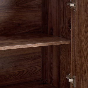 English Elm Double Door Cabinet Walnut Sideboard with Mirror-Style Accents, Removable Shelves & Solid Wood Legs W3417P388709