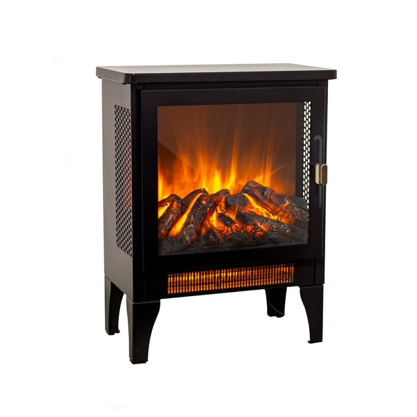 English Elm 18 Inch Freestanding Electric Fireplace Stove with 3d Led Flame and Matte Black Finish W1769P345279