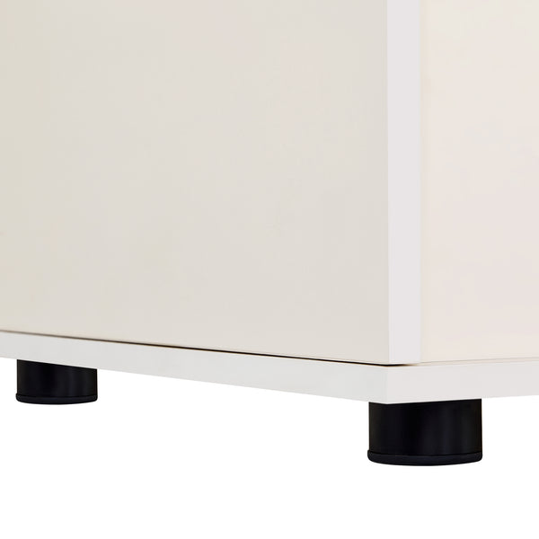 English Elm Modern Cream White TV Stand with Hidden Cat Litter Enclosure, Removable Sliding Door & Storage Elegance N843P254844C